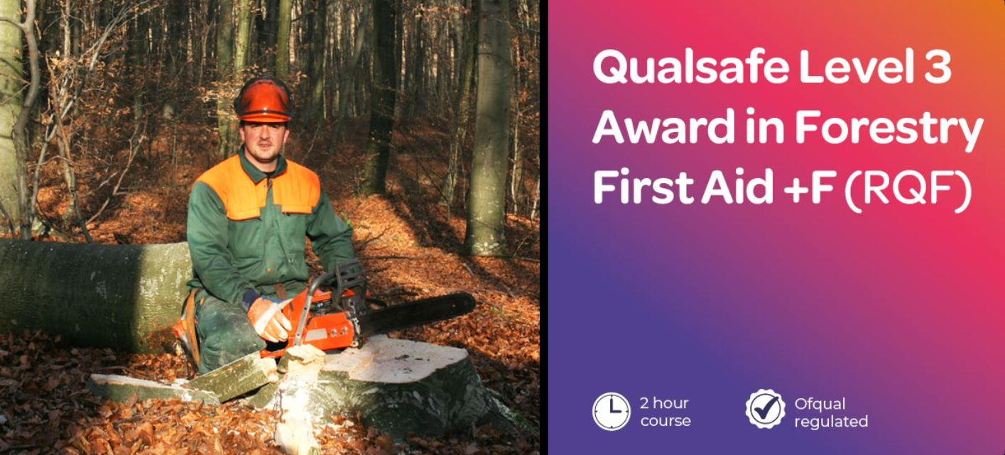 Forestry professional holding chainsaw after cutting down tree