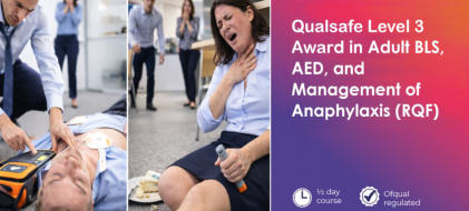 First aid response with office worker giving CPR during emergency